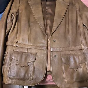 White House Black Market Leather Jacket/blazer. Cowgirl look!